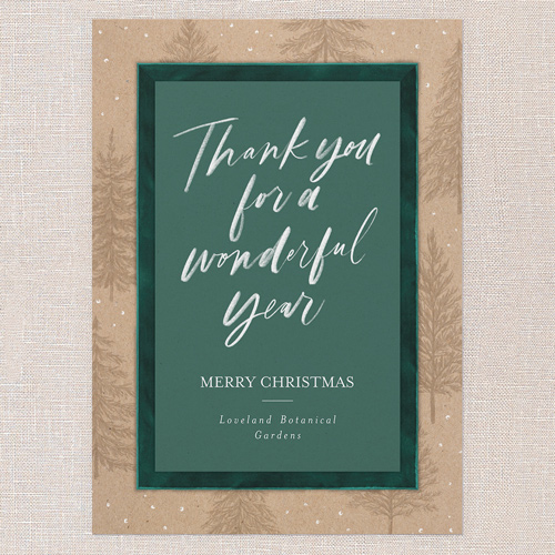 Velvet Thanks Holiday Card, Green, 5x7 Flat, Christmas, Luxe Double-Thick Cardstock, Square, Tropical