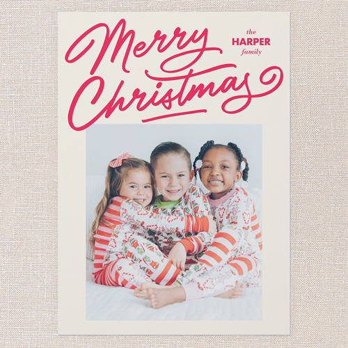 Joyful Wishes Holiday Card, Beige, 5x7 Flat, Christmas, Pearl Shimmer Cardstock, Square, Cream