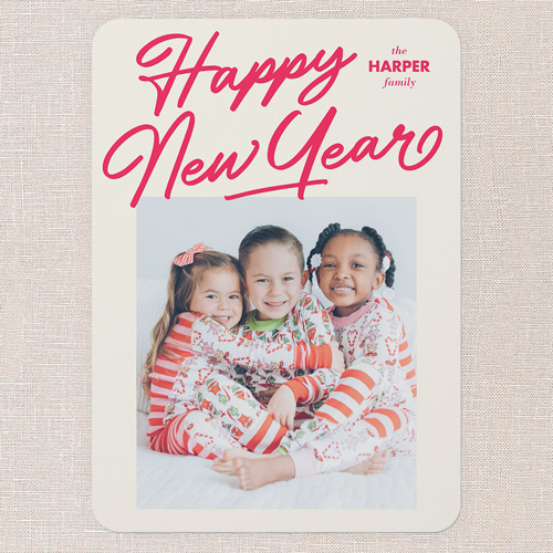 Joyful Wishes Holiday Card, Beige, 5x7 Flat, New Year, 100% Recycled Cardstock , Rounded, Cream