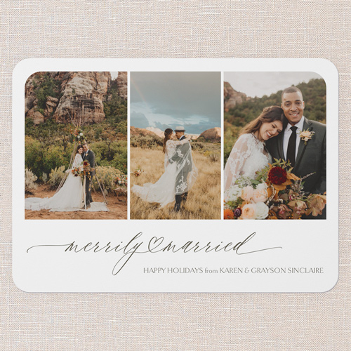 Heartfelt Union Holiday Card, White, 5x7 Flat, Christmas, Pearl Shimmer Cardstock, Rounded, White