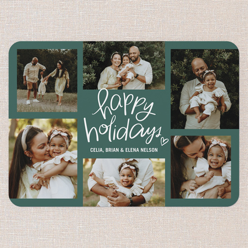 Whimsy Year Holiday Card, Green, 5x7 Flat, Holiday, Standard Smooth Cardstock, Rounded, Evergreen