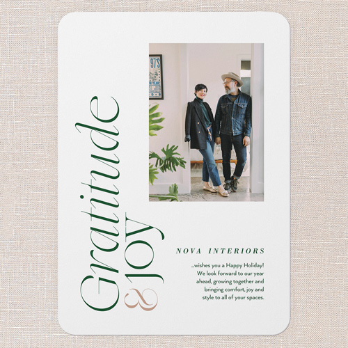 Joyful Message Holiday Card, White, 5x7 Flat, Holiday, 100% Recycled Cardstock , Rounded, White