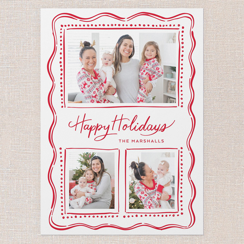 Wavy Border Joy Holiday Card, White, 5x7 Flat, Holiday, Standard Smooth Cardstock, Square, White