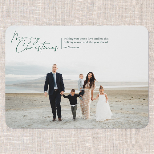 Tranquil Greetings Holiday Card, Green, 5x7 Flat, Christmas, Standard Smooth Cardstock, Rounded, Tree