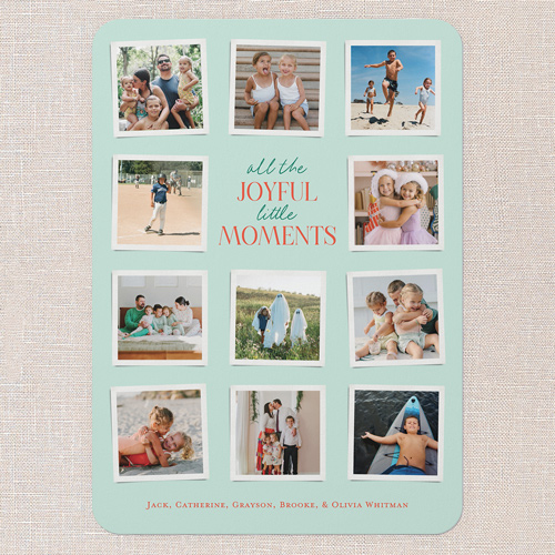 Joyful Highlights Holiday Card, Green, 5x7 Flat, Holiday, 100% Recycled Cardstock , Rounded, Mint