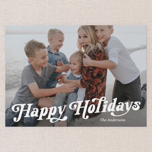 Coastal Script Holiday Card, White, 5x7 Flat, Holiday, Pearl Shimmer Cardstock, Square, White