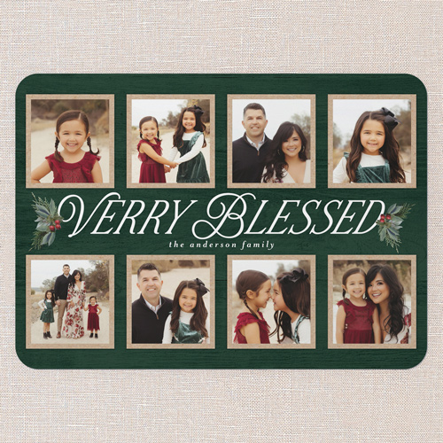 Woodland Sprigs Holiday Card, Green, 5x7 Flat, Religious, 100% Recycled Cardstock , Rounded, Tree