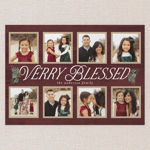 Woodland Sprigs Holiday Card, Red, 5x7 Flat, Religious, Standard Smooth Cardstock, Square, Velvet