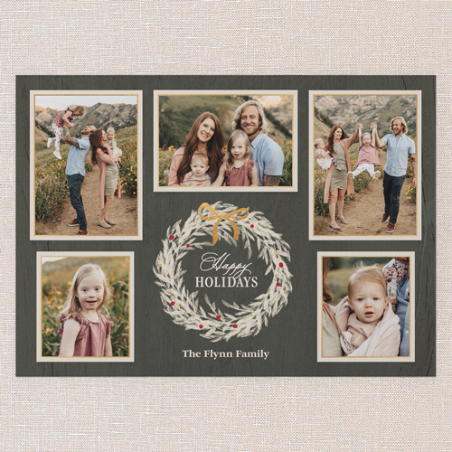 Wreath Gathering Holiday Card, Green, 5x7 Flat, Holiday, Standard Smooth Cardstock, Square, Tree