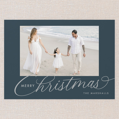 Classic Scripted Holiday Card, Grey, 5x7 Flat, Christmas, Luxe Double-Thick Cardstock, Square, Thunder