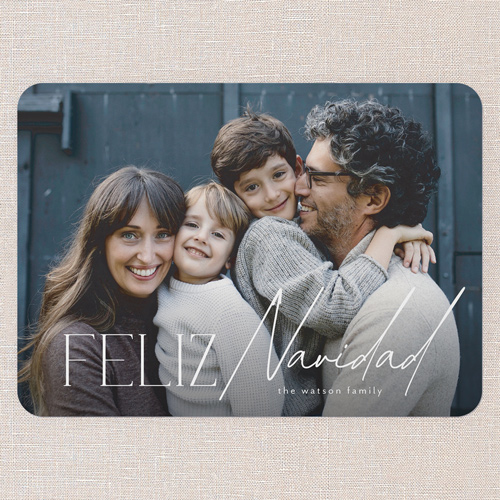 Serene Overlay Holiday Card, White, 5x7 Flat, Feliz Navidad, Standard Smooth Cardstock, Rounded, White