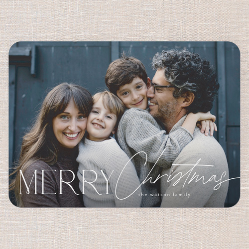 Serene Overlay Holiday Card, White, 5x7 Flat, Christmas, 100% Recycled Cardstock , Rounded, White