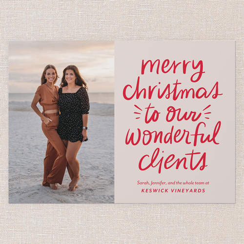 Client Cheer Holiday Card, Red, 5x7 Flat, Christmas, 100% Recycled Cardstock , Square, Bright Red