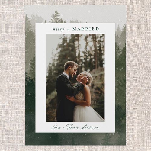 Forest Embrace Holiday Card, Green, 5x7 Flat, Christmas, 100% Recycled Cardstock , Square, Pine Grove