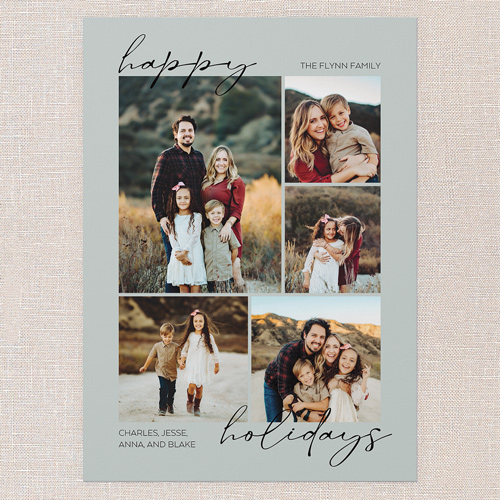 Serene Border Holiday Card, Grey, 5x7 Flat, Holiday, Luxe Double-Thick Cardstock, Square, Thunder