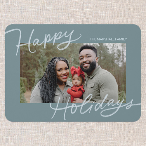 Signature Joy Holiday Card, Blue, 5x7 Flat, Holiday, Standard Smooth Cardstock, Rounded, Blue