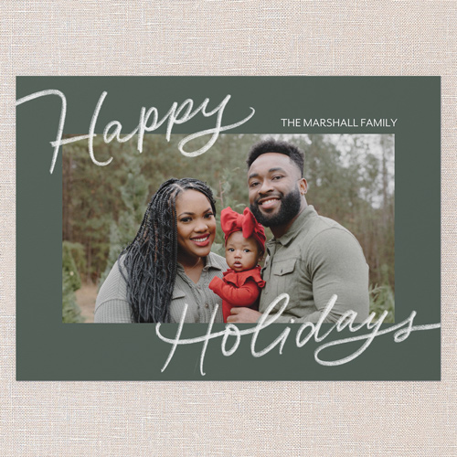 Signature Joy Holiday Card, Green, 5x7 Flat, Holiday, Matte, Signature Smooth Cardstock, Square, Green