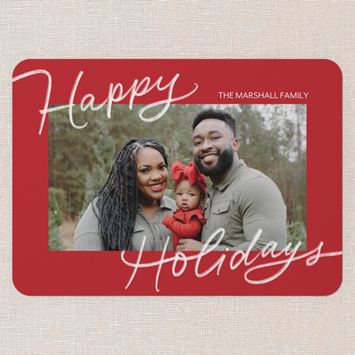 Signature Joy Holiday Card, Red, 5x7 Flat, Holiday, Matte, Signature Smooth Cardstock, Rounded, Radish