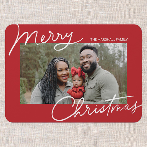 Signature Joy Holiday Card, Red, 5x7 Flat, Christmas, Standard Smooth Cardstock, Rounded, Radish