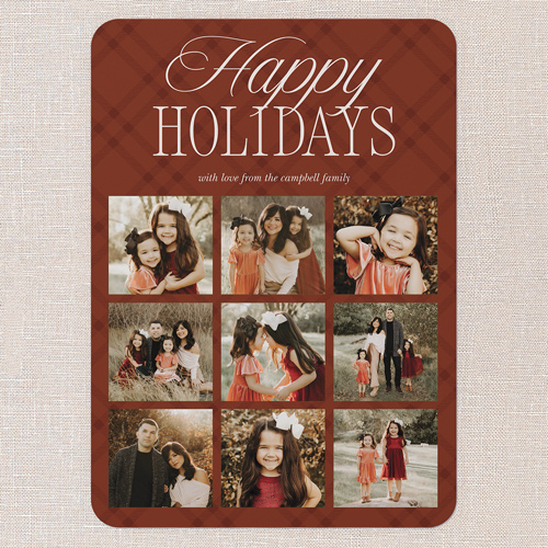 Timeless Plaid Holiday Card, Red, 5x7 Flat, Holiday, Pearl Shimmer Cardstock, Rounded, Red