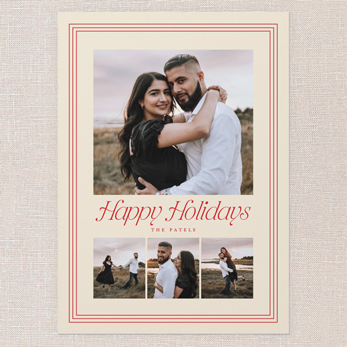 Refined Borders Holiday Card, Beige, 5x7 Flat, Holiday, 100% Recycled Cardstock , Square, Cream