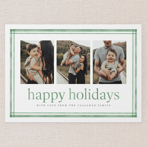 Subtle Greetings Holiday Card, Green, 5x7 Flat, Holiday, Luxe Double-Thick Cardstock, Square, Tree