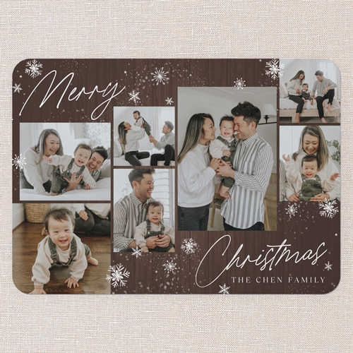 Winterwood Wishes Holiday Card, Brown, 5x7 Flat, Christmas, Standard Smooth Cardstock, Rounded, Deep Chocolate