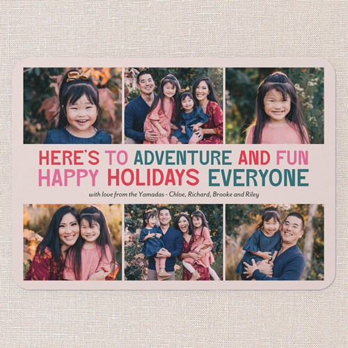 Festive Adventure Holiday Card, Pink, 5x7 Flat, Holiday, Matte, Signature Smooth Cardstock, Rounded, Ballet