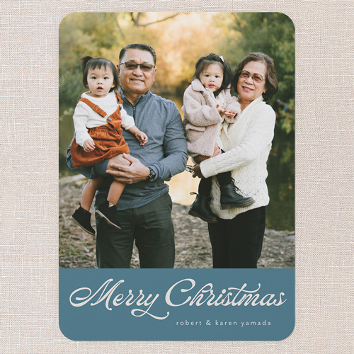 Graceful Wishes Holiday Card, Blue, 5x7 Flat, Christmas, Standard Smooth Cardstock, Rounded, Marine