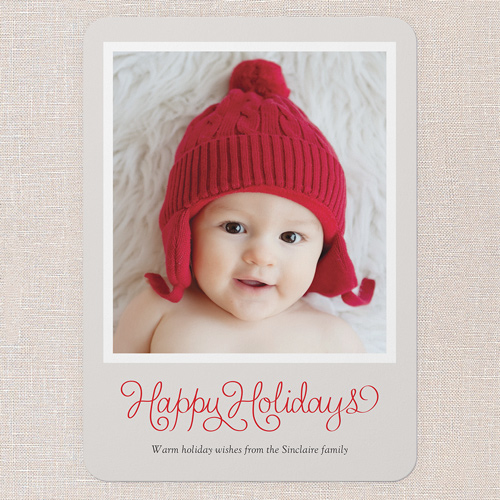 Minted Wishes Holiday Card, Grey, 5x7 Flat, Holiday, Matte, Signature Smooth Cardstock, Rounded, Whisper Gray