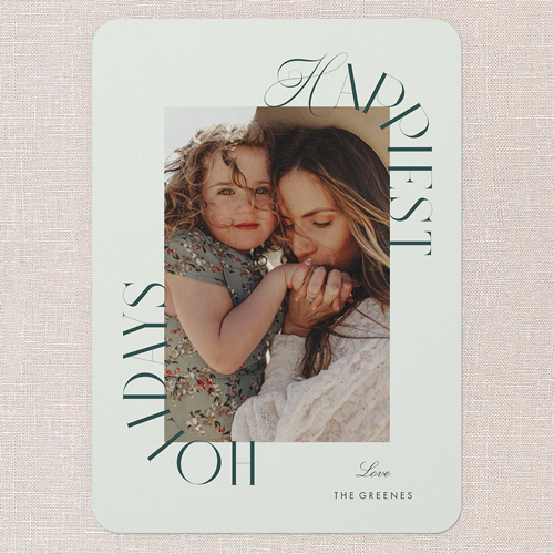 Modern Wrap Holiday Card, Green, 5x7 Flat, Holiday, Pearl Shimmer Cardstock, Rounded, Pine Grove