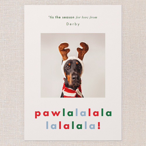 Paw Song Cheer Holiday Card, White, 5x7 Flat, Holiday, Matte, Signature Smooth Cardstock, Square, White