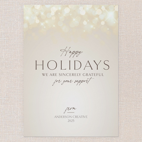 Feathery Bokeh Holiday Card, Beige, 5x7 Flat, Holiday, Matte, Signature Smooth Cardstock, Square, Antique White