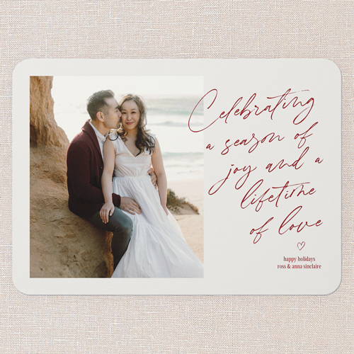 Lifetime Together Holiday Card, Grey, 5x7 Flat, Holiday, Pearl Shimmer Cardstock, Rounded, Whisper Gray