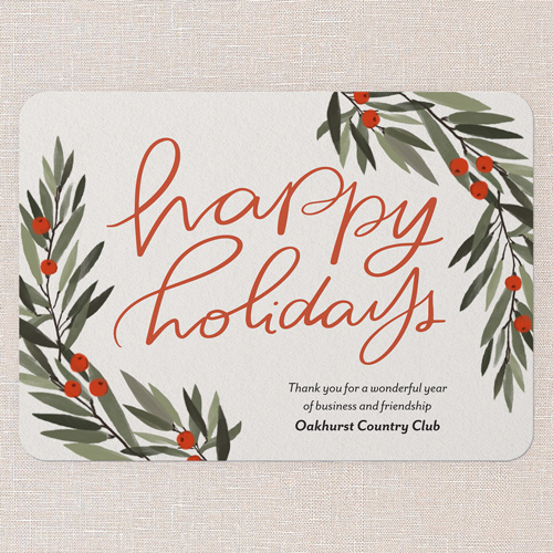 Sincere Thanks Holiday Card, Beige, 5x7 Flat, Holiday, Standard Smooth Cardstock, Rounded, Antique White