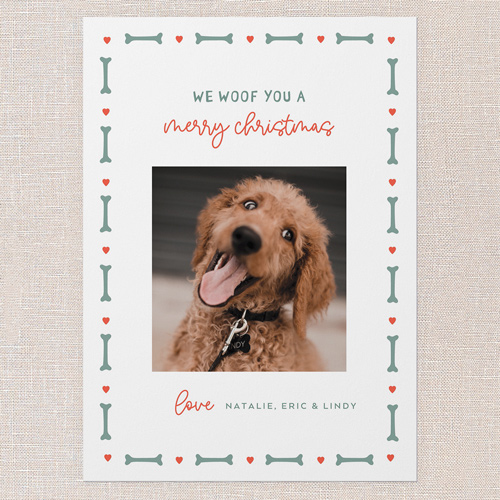 Woofing Wishes Holiday Card, White, 5x7 Flat, Christmas, Standard Smooth Cardstock, Square, White