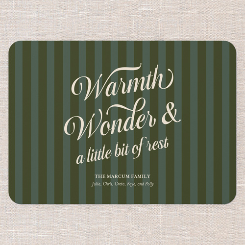 Giftwrapped Holiday Card, Green, 5x7 Flat, Holiday, 100% Recycled Cardstock , Rounded, Olive