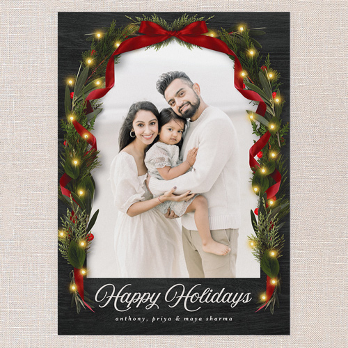 Ribbon Glow Holiday Card, Black, 5x7 Flat, Holiday, Luxe Double-Thick Cardstock, Square, Black