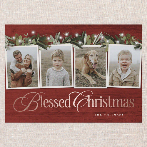 Golden Script Holiday Card, Rose Gold Foil, Red, 5x7 Flat, Religious, Matte, Signature Smooth Cardstock, Square, Cinnamon