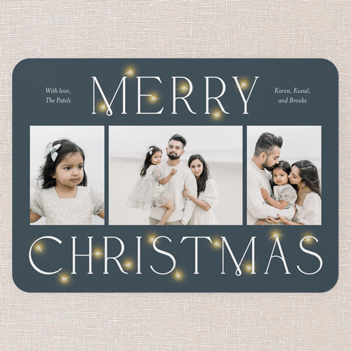 Luminous Glow Holiday Card, Blue, 5x7 Flat, Christmas, Standard Smooth Cardstock, Rounded, Slate Blue