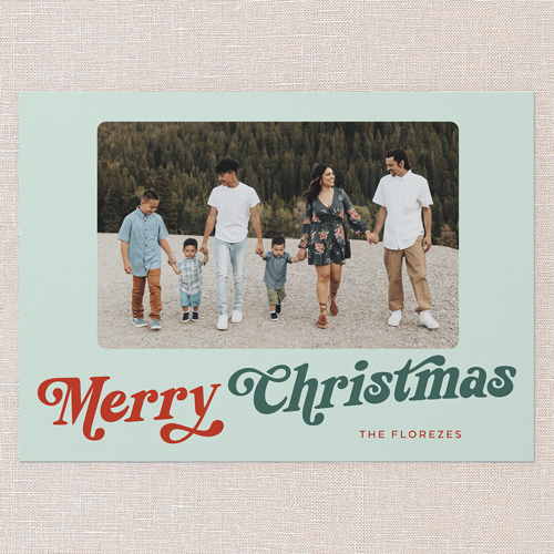 Retro Script Cheer Holiday Card, Green, 5x7 Flat, Christmas, Matte, Signature Smooth Cardstock, Square, Mint