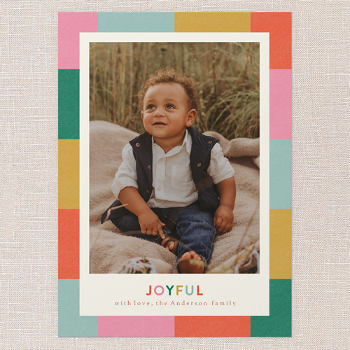 Plaid Joy Frame Holiday Card, White, 5x7 Flat, Holiday, Pearl Shimmer Cardstock, Square, White