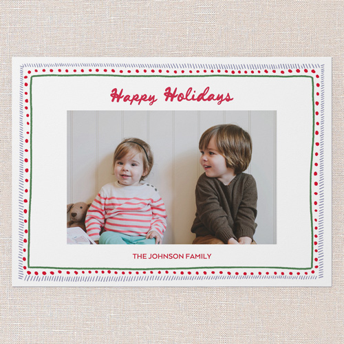 Festive Doodle Frame Holiday Card, White, 5x7 Flat, Holiday, Matte, Signature Smooth Cardstock, Square, White