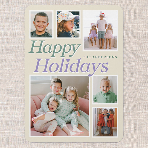 Festive Bow Frame Holiday Card, Purple, 5x7 Flat, Holiday, 100% Recycled Cardstock , Rounded, Lilac