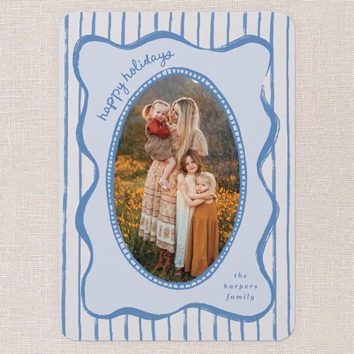 Playful Frame Holiday Card, Blue, 5x7 Flat, Holiday, 100% Recycled Cardstock , Rounded, Celeste
