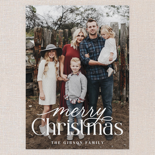 Classic Script Holiday Card, White, 5x7 Flat, Christmas, Pearl Shimmer Cardstock, Square, White