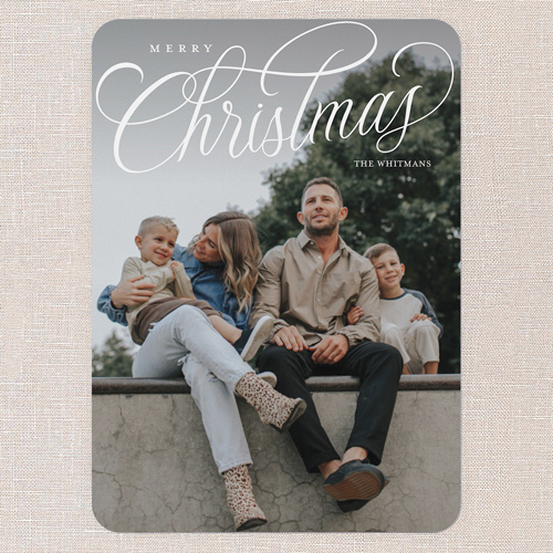 Classic Flourish Holiday Card, White, 5x7 Flat, Christmas, Standard Smooth Cardstock, Rounded, White