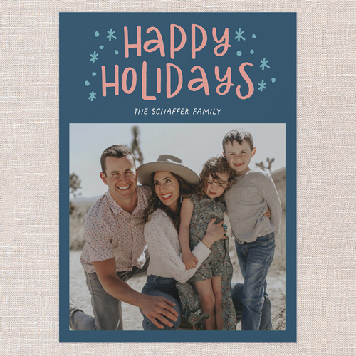 Festive Doodles Holiday Card, Blue, 5x7 Flat, Holiday, Pearl Shimmer Cardstock, Square, Nautical