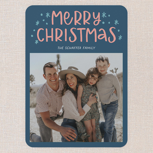 Festive Doodles Holiday Card, Blue, 5x7 Flat, Christmas, 100% Recycled Cardstock , Rounded, Nautical