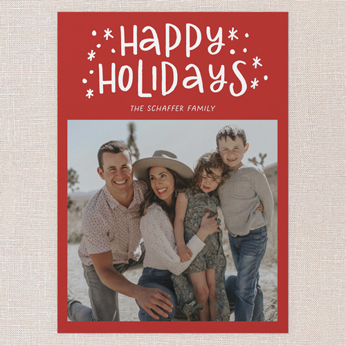 Festive Doodles Holiday Card, Red, 5x7 Flat, Holiday, Pearl Shimmer Cardstock, Square, Radish